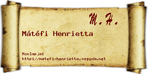 Mátéfi Henrietta névjegykártya
